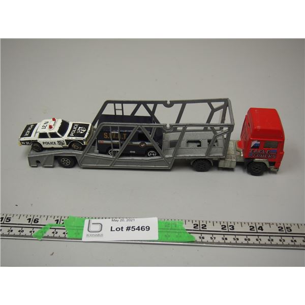 Majorette Semi and Trailer and 2 Small Cars