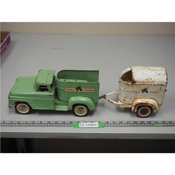 Tonka Farms Toy Truck (12.5" Long) Plus Tonka Farms Toy Trailer (9" Long)