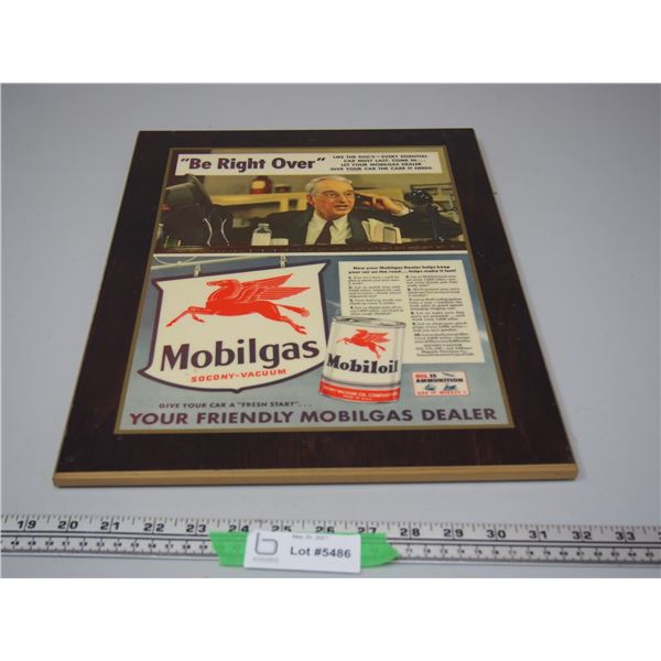 Mobil Oil Laminated Advertising on Wood (12 3/4" x 16.5" L)