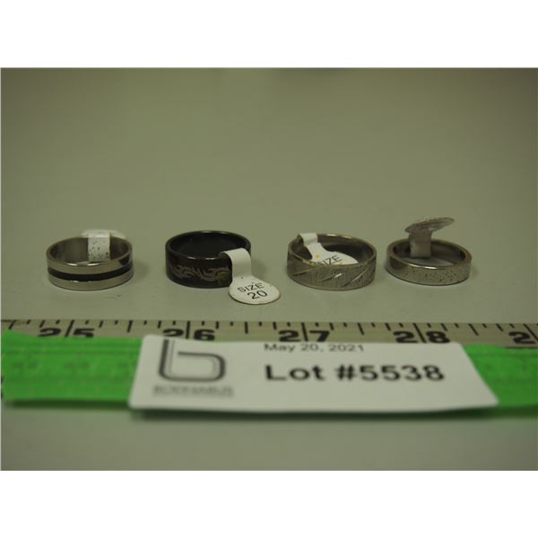 Stainless Steel Rings Size 19, 20, 22 (4) New