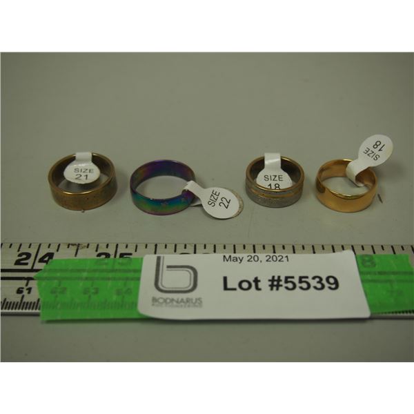 Stainless Steel Rings Size 18, 21, 22 (4) New