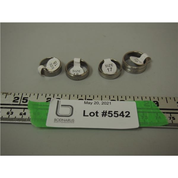 Stainless Steel Rings Size 17, 18, 19 (4) New