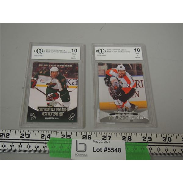 (2X THE MONEY) Upper Deck Young Guns Clayton Stoner, Harry Zolnierczyk Cards in Plastic Cases