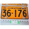 Image 3 : (2X THE MONEY) 1939, 42, Sask Licence Plates