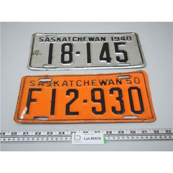 (2X THE MONEY) 1948, 50 Sask Licence Plates