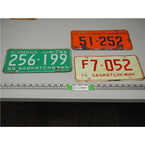 1963, 65, 75 Sask Licence Plates