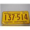 Image 2 : (2X THE MONEY) 1967 Sask Centennial Licence Plates