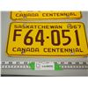 Image 3 : (2X THE MONEY) 1967 Sask Centennial Licence Plates