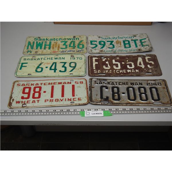 Lot of 6 Sask Licence Plates