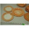 Image 5 : 21 Piece Fire King (has scratches) Peach Lustre Plus 3 other Fire King Plates That Are Quite Worn