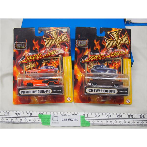 West Coast Choppers 1/64 Scale Plymouth Cuda 440, Chevy Coupe (NIB) (2)