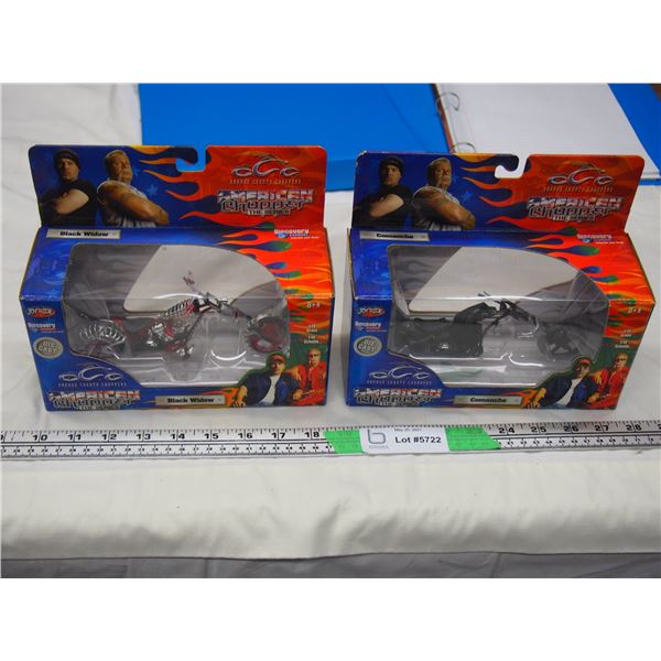 (2X THE MONEY) Orange County Choppers 1/118 Comanche and Black Widow Toy Motorcycles (NIB)