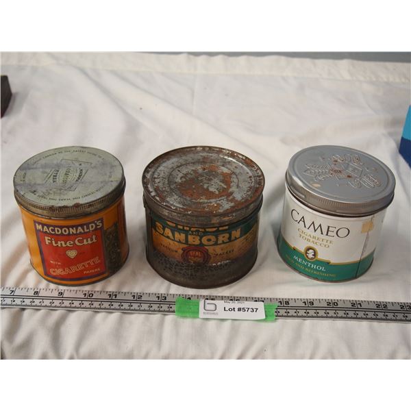 Lot of Two Tobacco Tins Plus Sanborn Coffee Tin