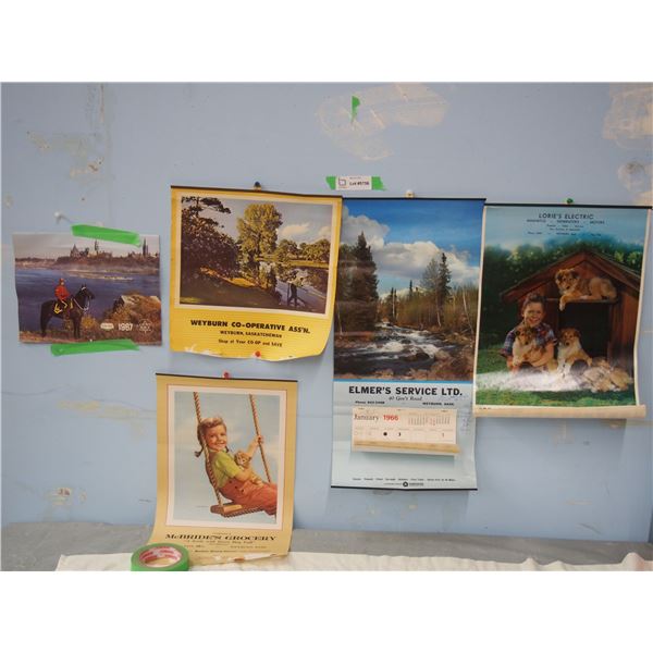 Lot of (5) Vintage Calendars 1955, 66, 67