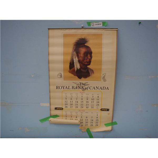 The Royal Bank of Canada 1940 Calendar (Poor Condition) (4 Pages)