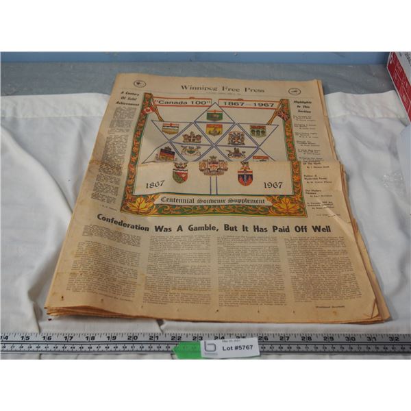 Winnipeg Free Press Canada Centennial Newspaper June 27 1967