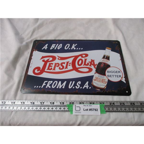 Pepsi Cola Tin Sign (8 x 11 3/4")