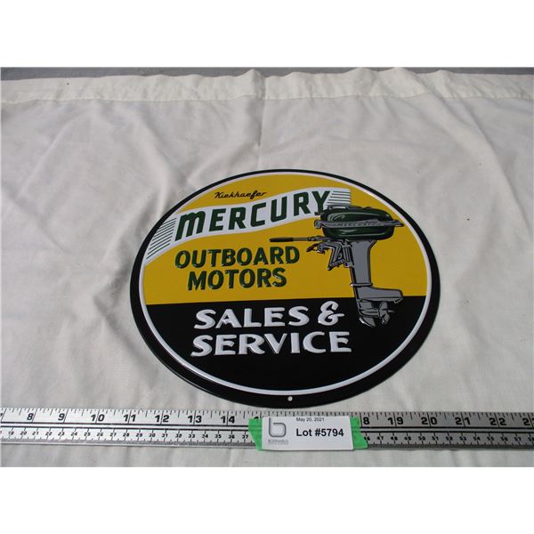 Mercury Outboard Tin Sign (12" Diameter)