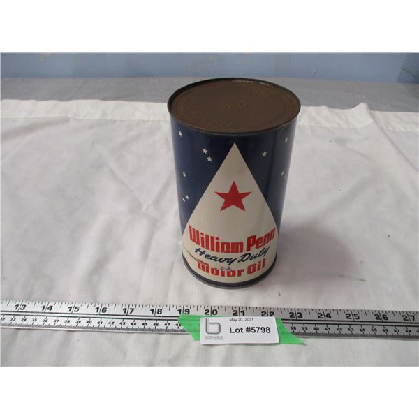 One Quart (Sealed) William Penn North Star Oil Can 5W Heavy Duty Motor Oil