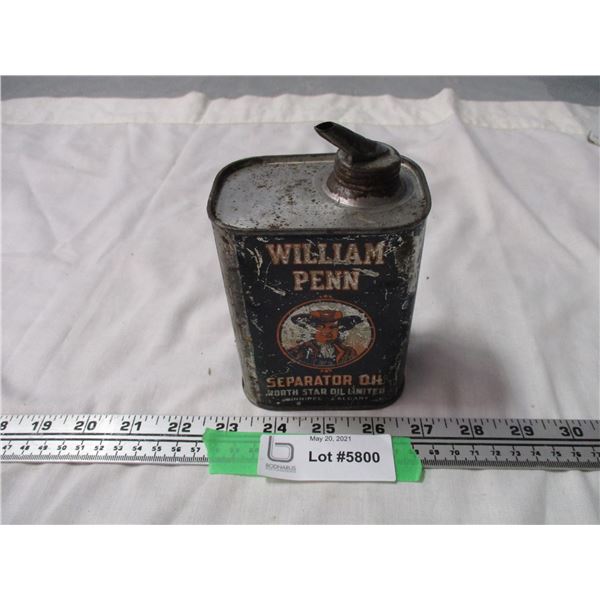 William Penn Separator Oil Tin (4.5" Tall) Empty