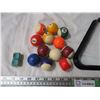 Image 2 : Mini Pool Balls Chalk and Triangle