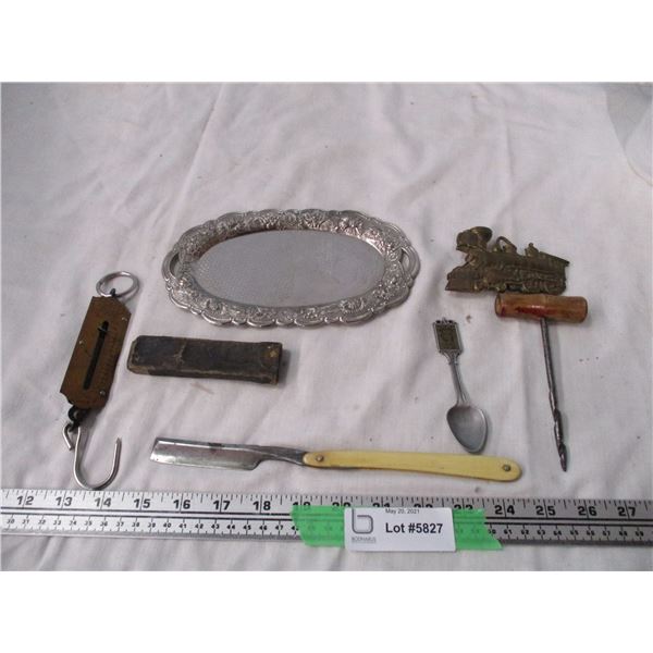 Lot of Vintage Items The Master Razor with Case Hoppe Scale and Misc