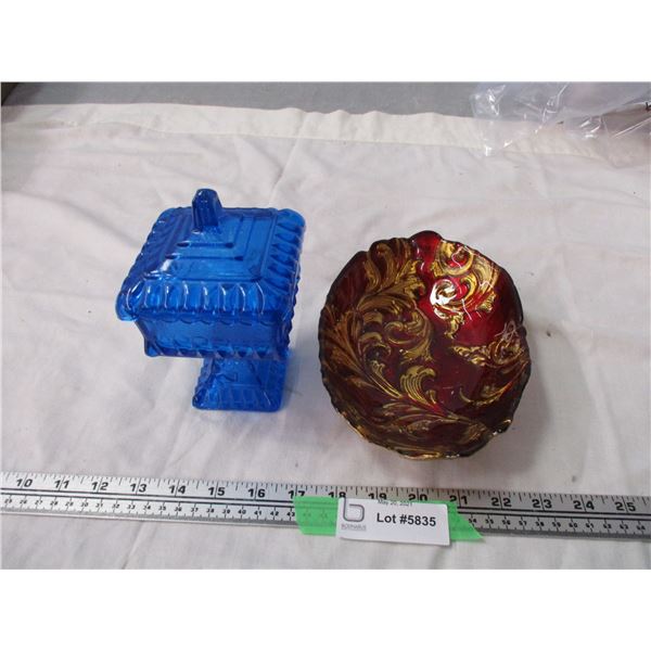 Blue Candy Dish and Decorative Bowl