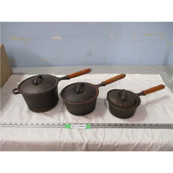 (3X THE MONEY) Cast Iron Sauce Pans 1, 2, 3, Qt