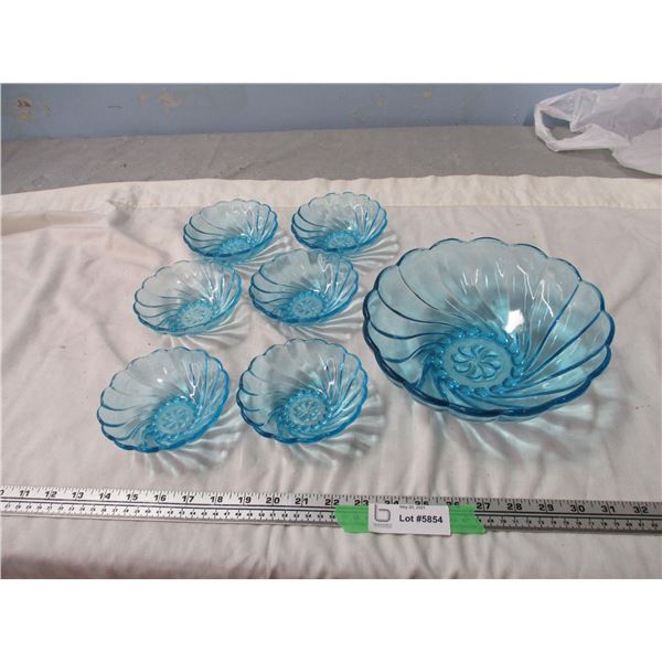 Set of 7 Blue Bowls