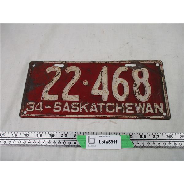 1934 SK Licence Plate