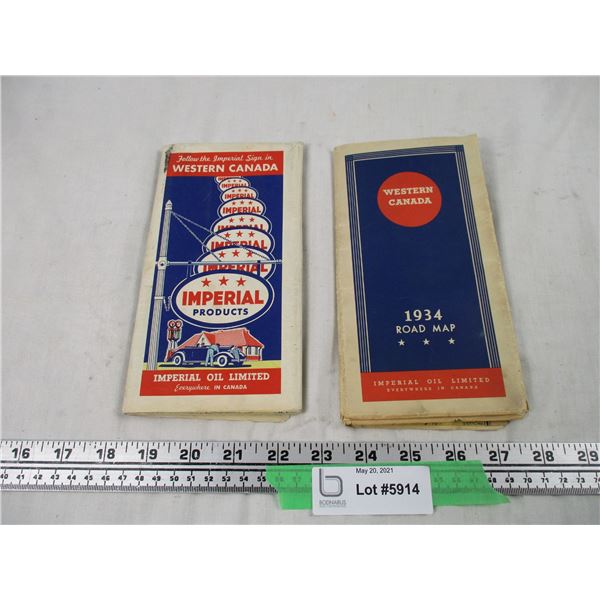 (2X THE MONEY) Imperial Oil Road Maps 1934, 1936
