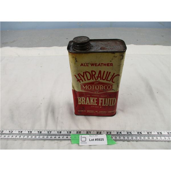 Rare GM Motorco Hydraulic Brake Fluid One Imperial Quart Tin Early 1900's