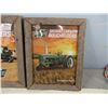 Image 2 : (2X THE MONEY) John Deere Sask Roughriders Tin Pictures Framed With Barn Wood (15 1/4" x 19.5")