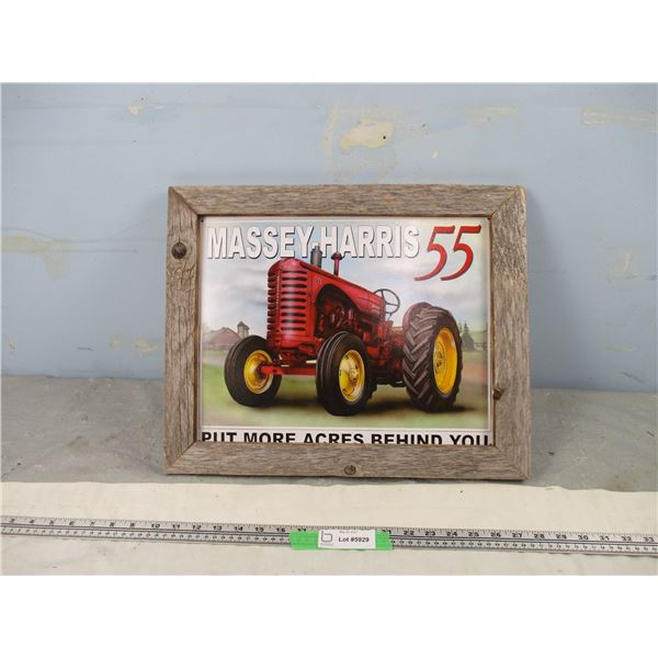 Massey Harris 55 Tin Picture Framed In Barn Wood (15 1/4" x 19")