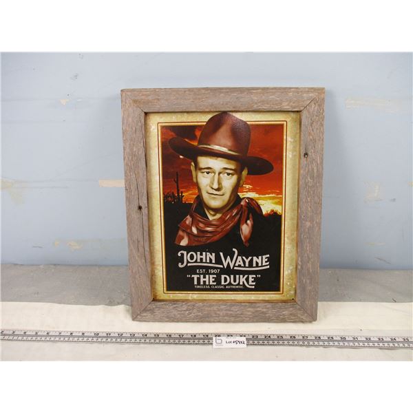 John Wayne Picture Framed In Barn Wood (15.5" x 18 3/4")