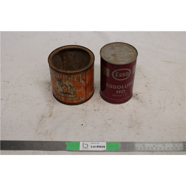 Squirrel Peanut Butter Tin and Esso Can