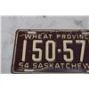 Image 2 : 1954 Sask Wheat Province Licence Plate