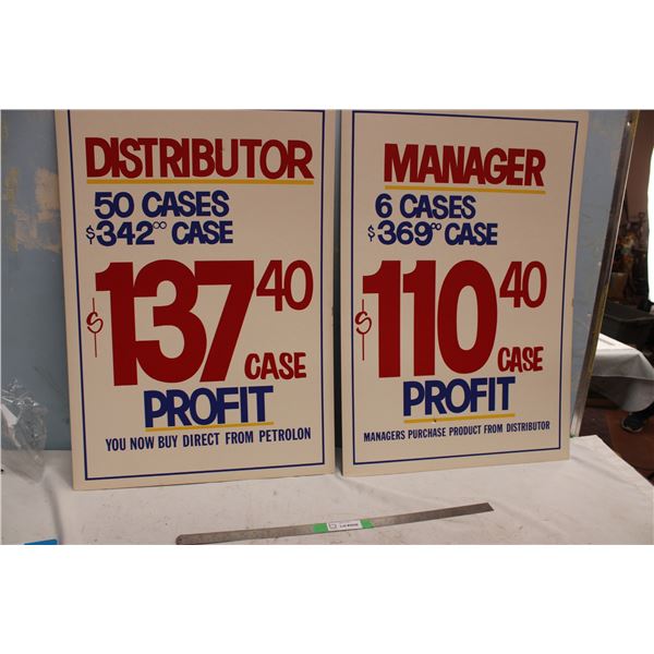 (2X THE MONEY) Cardboard Window Displays Advertising 22" x 32"