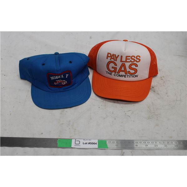 2 Advertising Hats Model T and Payless Gas
