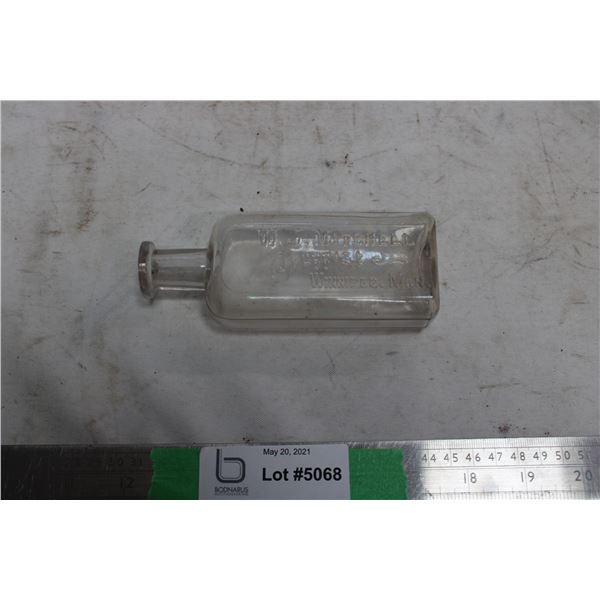 Vintage Pharmacy Bottle W.J. Mitchell Druggist Winnipeg Man.