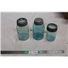 Image 1 : (3X THE MONEY) Vintage Blue Glass Jars