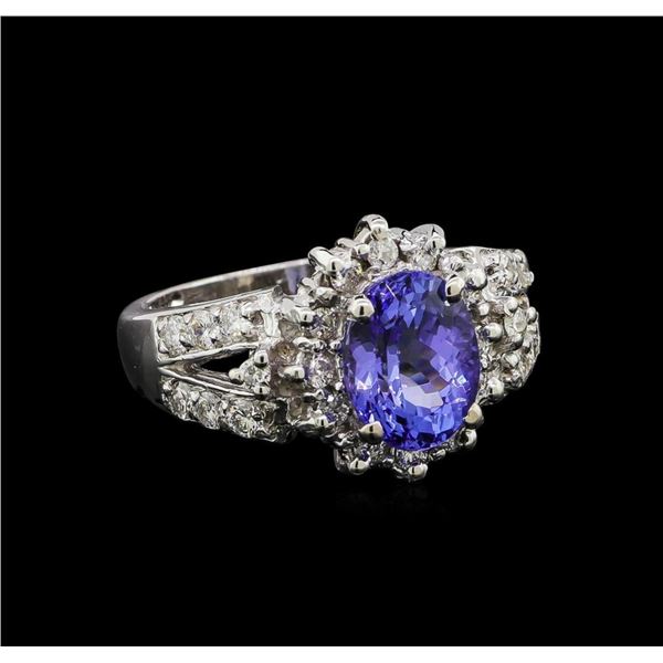 2.48 ctw Tanzanite and Diamond Ring - 14KT White Gold