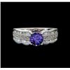 Image 2 : 14KT White Gold 0.85 ctw Tanzanite and Diamond Ring