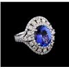 Image 1 : 3.47 ctw Tanzanite and Diamond Ring - 14KT White Gold