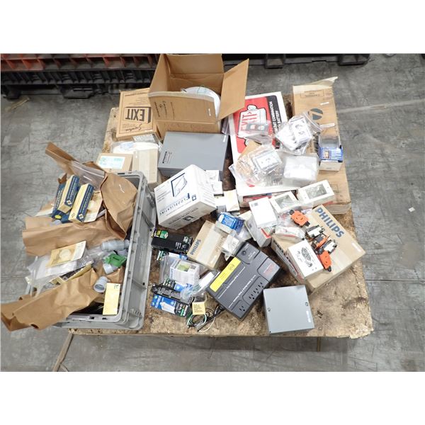 Skid of Bulbs, exit Signs, Electrical & Misc