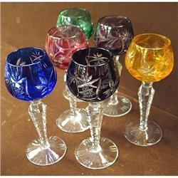 6 Venitian Crystal Cordials  cut to clear