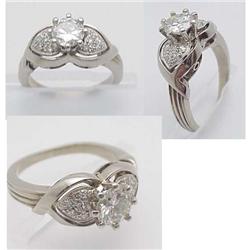 Diamond ring heart shaped pave sides