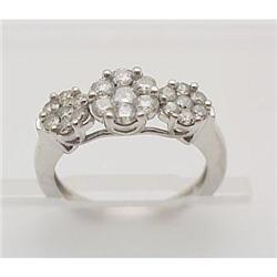 Three diamond cluster ring
