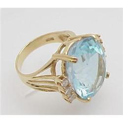 Lady's Blue topaz and diamond ring