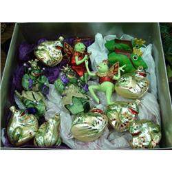 Box lot Xmas frog ornaments